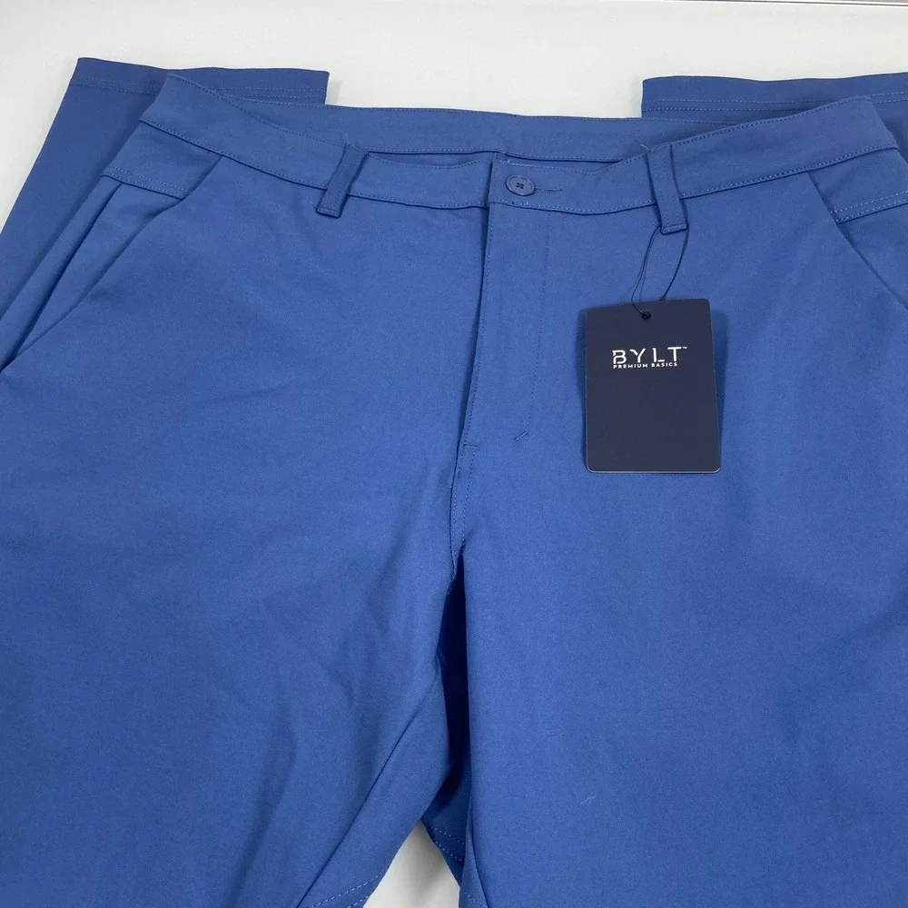 BYLT Mens 38 Lunar Blue Everyday Pant 2.0 New Slim Fit Performance Chino Stretch
